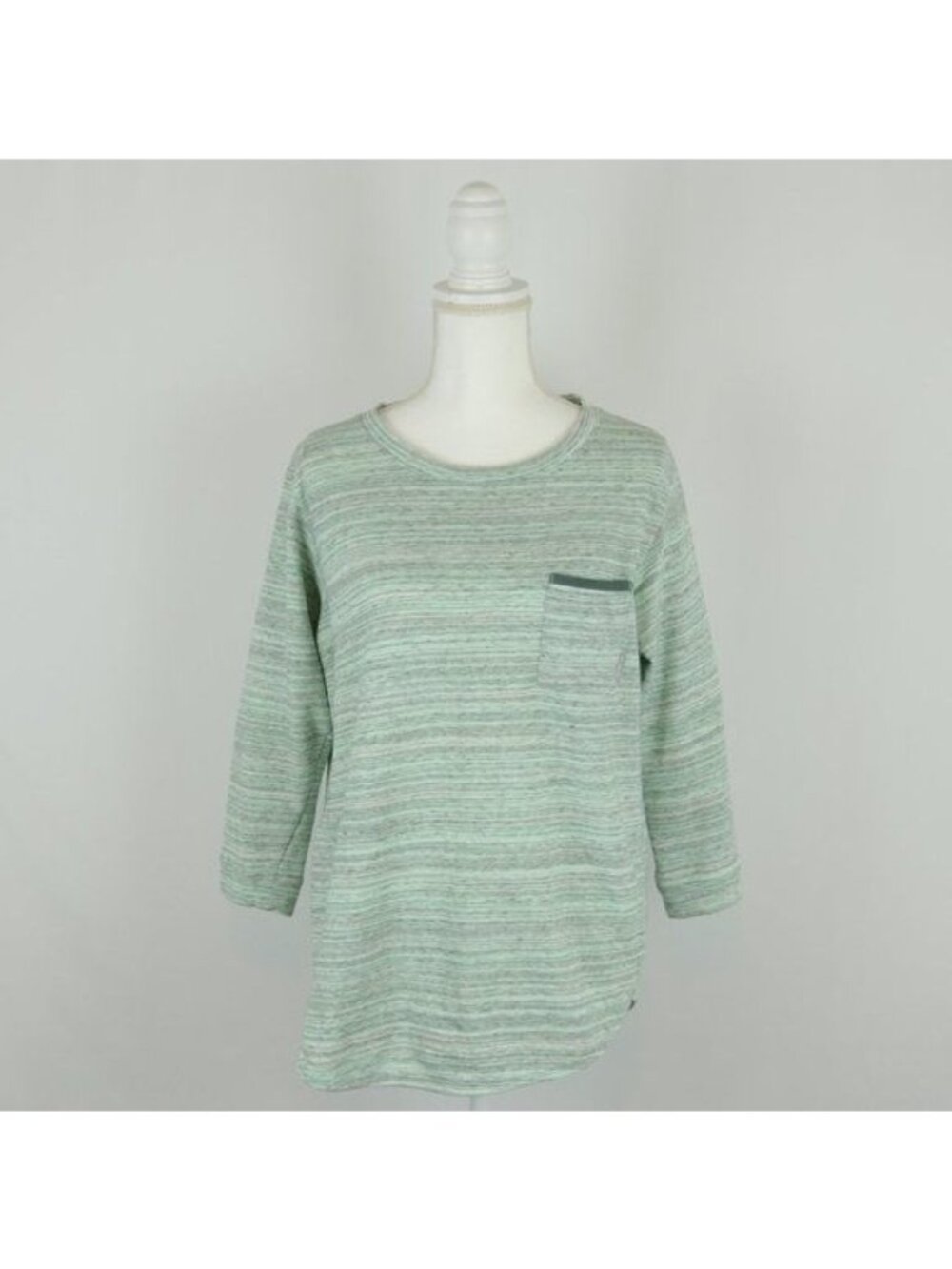 Columbia Women's Medium Green Gray Scoop Neck 3/4 Sleeve Pocket Sweatshirt